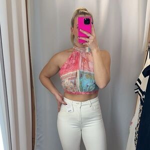 Brand new high neck colorful top